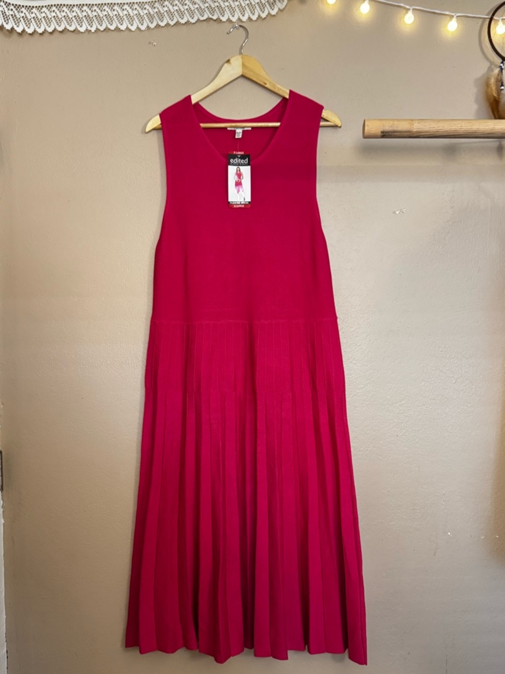 Edited by Remi Bader | Pleated Pullover Rib Knit Midi Dress | Size XL